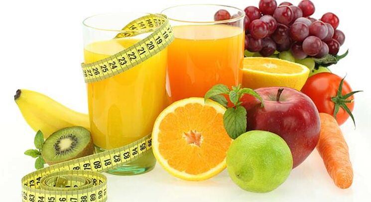 Fruits, vegetables and juices for weight loss on Favorite diet